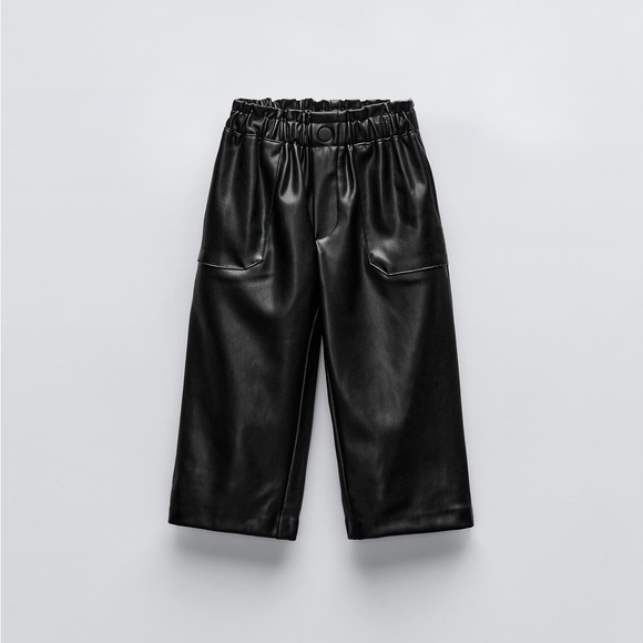 ZARA Stylish Black Kids Leather Pants - Picture 1 of 1